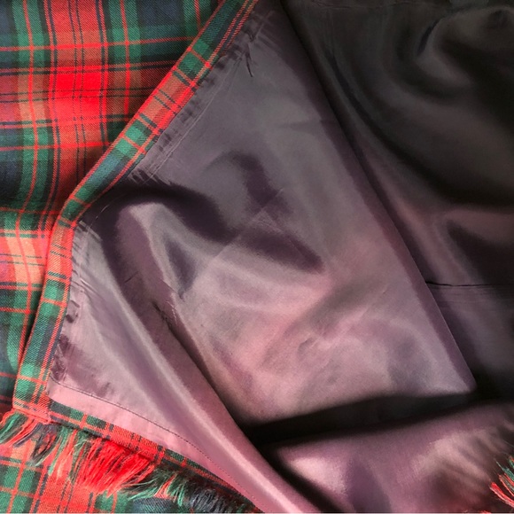 Vintage Rafaella Skirt 100% Wool Tartan Plaid Red Green Lined Fringe Maxi 10 - Picture 7 of 7